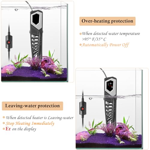 Image of HITOP 600W Titanium Aquarium Heater: Digital Fish Tank Heater with External Controller, Submersible Aquarium Heater with Over-Temperature Protection for Saltwater and Freshwater 75-150Gallon