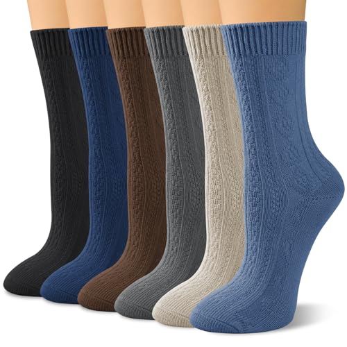Justay Crew Socks for Women - Soft Knit Boot Calf Comfortable Cute Dress Cotton Socks Gifts