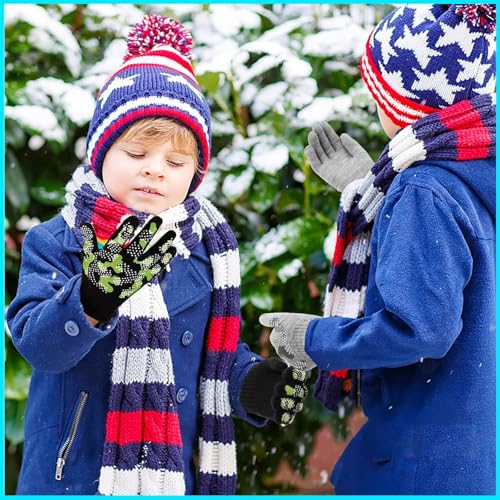 6 Pairs Girls Boys Magic Stretch Gripper Gloves Stretch Winter Kids Gloves Camouflage Full Fingers Glove for Boys 5-8 Years old Winter Camo Glove for Children4