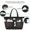 HOMESPON Große Strandtasche Damen mit Reißverschluss Wasserdicht Badetasche XXL Familie Beach Tote Bag,Schwarz #4
