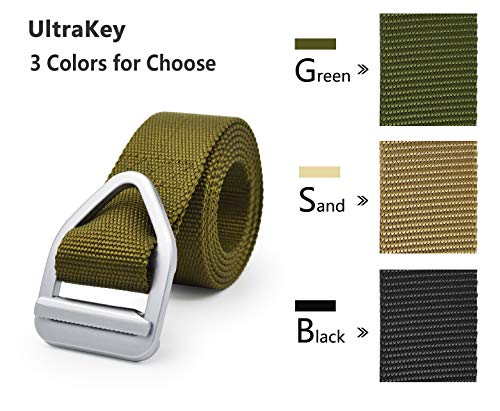 UltraKey Tactical Belt, Nylon Webbing Web Belt with Metal Buckle for Outdoor Sports and Hunting Green - Image 2