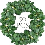 Meiliy 50pcs Bulk Rose Leaves Artificial Greenery Fake Flower for DIY Wedding Bouquets Centerpieces Party Decorations Vine Wreath Garlands Supplies, Green