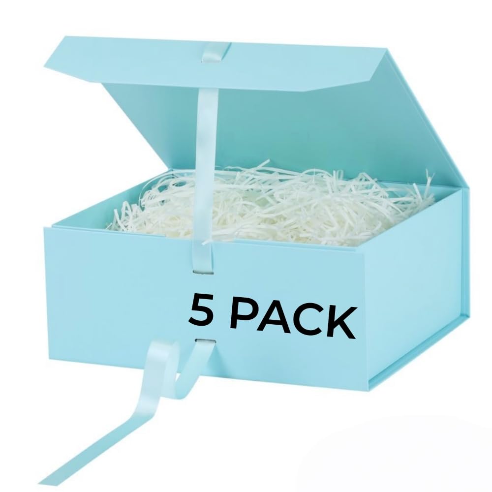 GoooodGift Large Gift Box Blue 5 Pack 13.5x11x5.3 inch Luxury Gift Box for Presents with Magnetic Closure Lid Collapsible,Birthday,Christmas,Wedding,Contains Shredded Paper Filler — image 1