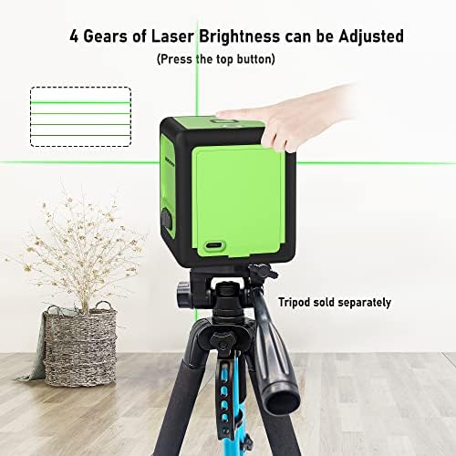 BEKOYWOY Green Beam Laser Level, Cross Line Laser with Magnetic Bracket & with Type-C Charger, 30m/100ft Self-Leveling Vertical and Horizontal Line with 4 Brightness Adjustment, Li-Battery Included
