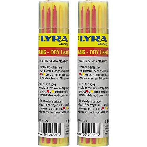 Lot de 2 mines de rechange Lyra graphite, jaune et rouge pour LED Dry Profi Cover
