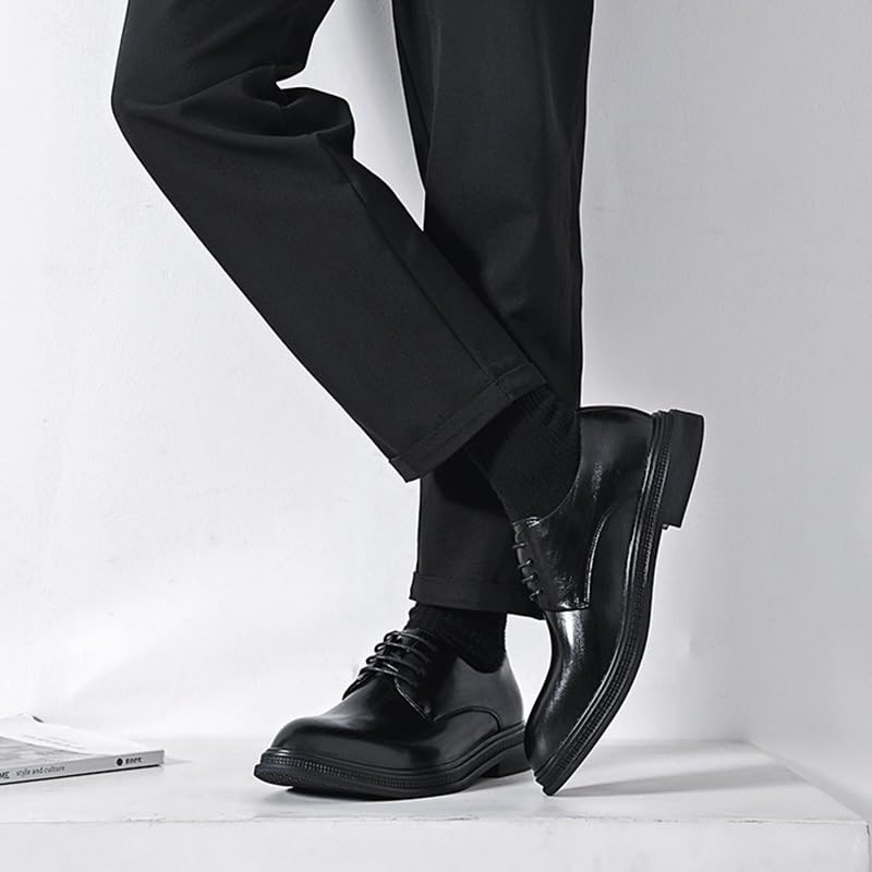 Men Casual Dress Shoes Lace Up Genuine Leather Platform Slip-on Oxfords Men's Tuxedo Shoes3