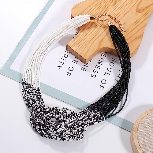Bocar Statement Beaded Multilayer Chunky Bib Knot Necklace for Women (NK-10316)3