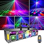 Disco Lights for Parties, Pro 7 in 1 DMX & Sound Activated Light Show Machine with Disco Ball Light, DJ Lights, RGBW & UV Strobe Party Lights Indoor for Parties Halloween Bar Rave Club Show