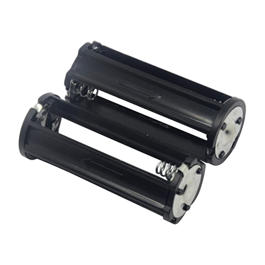 XROLAND Battery Holder 2PCS Black Cylindrical 3x1.5V Battery Storage Adapter for Case Box Battery Storage Box Aa