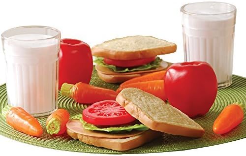 Constructive Playthings Pretend Play Healthy Lunch Plastic Food 20 piece Set for Two