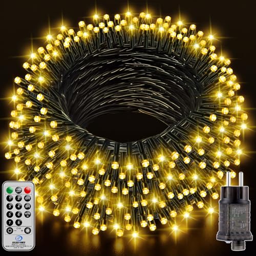 LED Lichterkette Außen Strom warmweiß - 15M + 5M 150 LED...