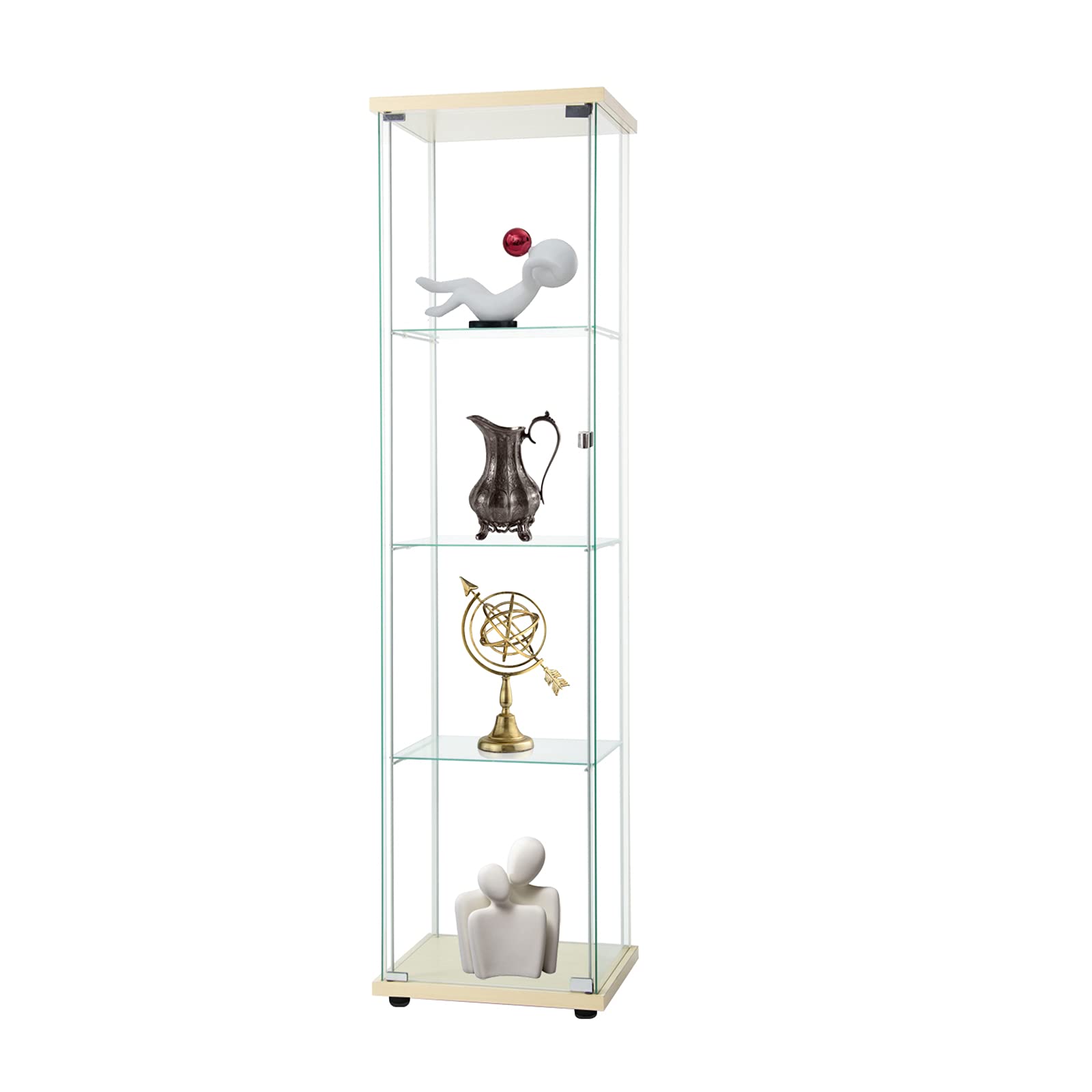 Buy Goujxcy 4Shelf Glass Display with Door, 64" Contemporary