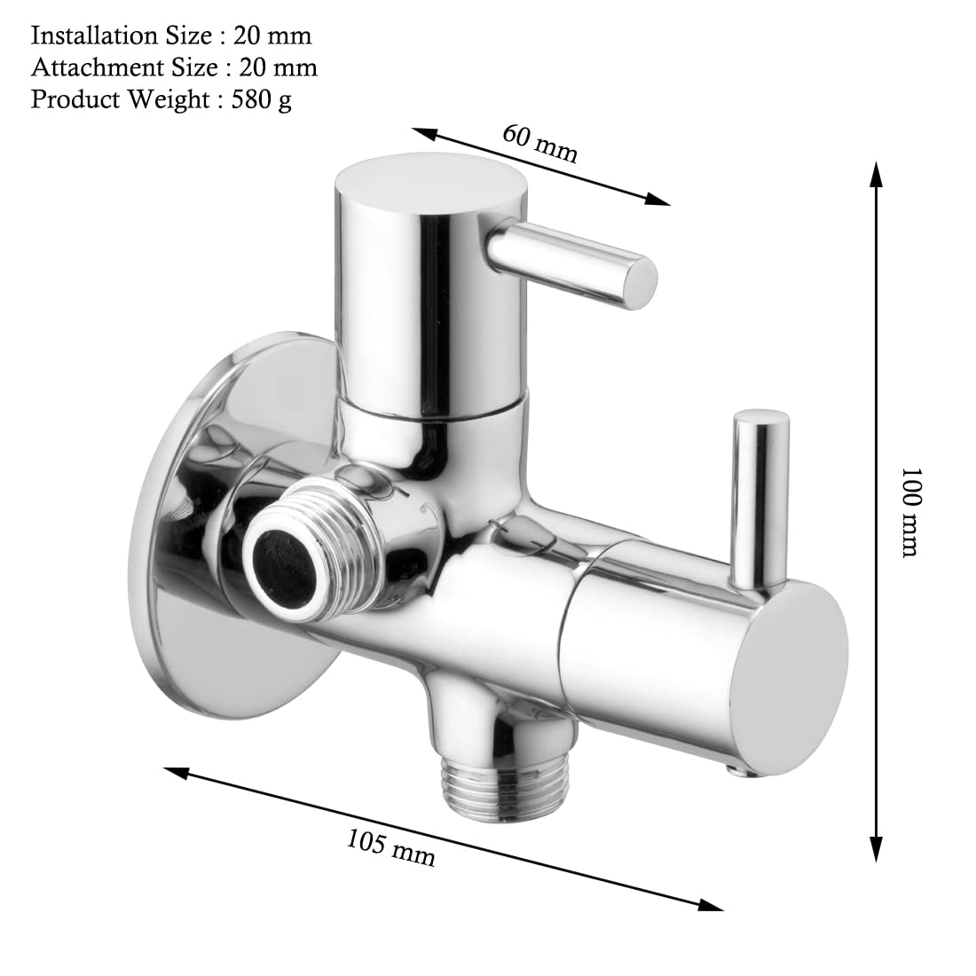ALTON GRC3730 Brass 2-IN-1 Angle Valve With Wall Flange, Chrome Finish