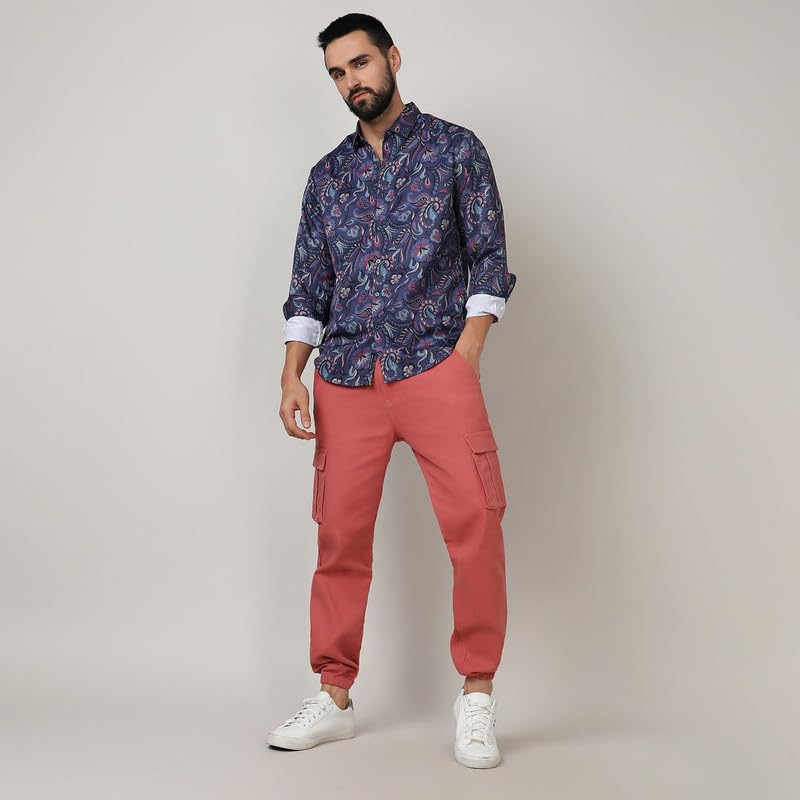 Image of CAHOOT Men's Twisted Crease Shirt for Casual Wear | Spread Collar | Long Sleeve | Button Closure | Shirt Crafted with Comfort Fit for Everyday Wear