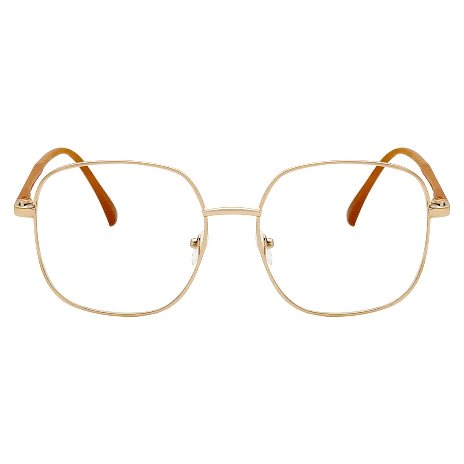 KAEOISFU Oversized Square Metal Reading Glasses Women, Stylish Large Anti Blue Light Computer Readers, Anti Glare Lady Reader