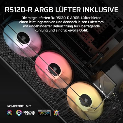 CORSAIR AIR 5400 RS-R ARGB Dreifach-Kammer-Mid-Tower PC-Gehäuse – Schwarz – Ansicht 6