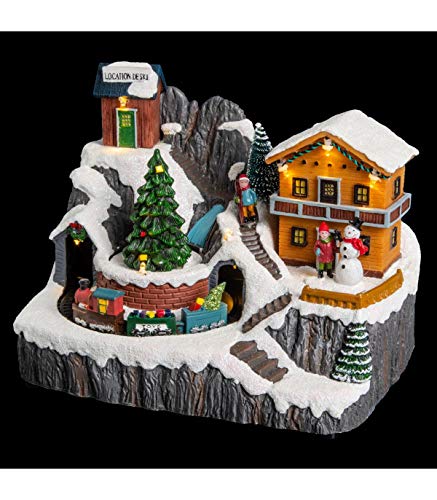 Féerie Lights et Christmas Déco Noël Chalet Montagne Piles Lumineux animé Musical