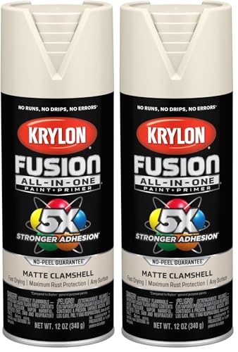 Krylon K02799007 Fusion All-In-One Spray Paint for Indoor/Outdoor Use, Matte Clamshell Off-White (Pack of 2)