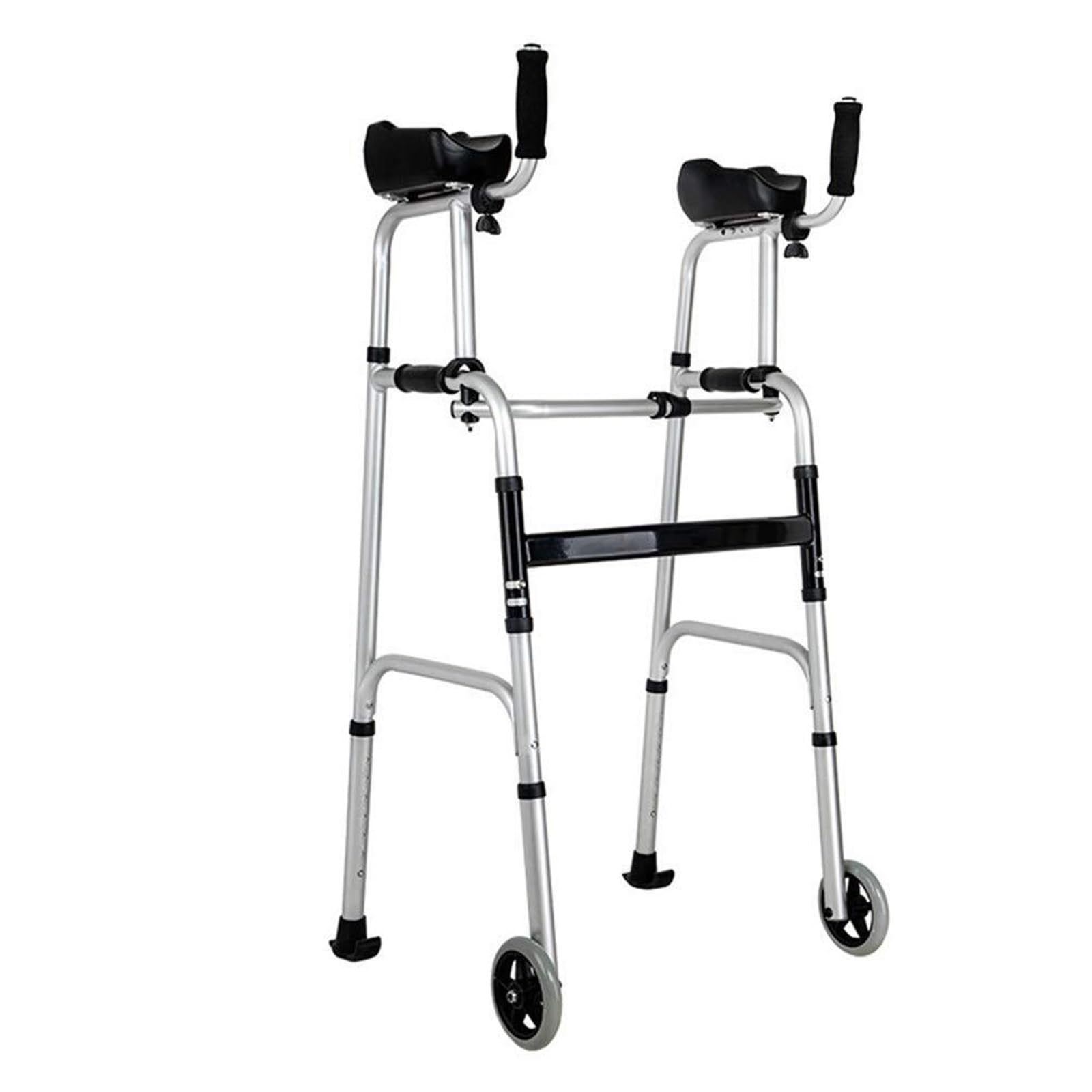 Andador de pie de dos ruedas con almohadilla for reposabrazos, andador estándar de aluminio, andador plegable for personas mayores con soporte for brazos