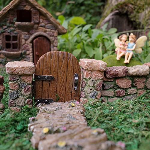 Tg,Llc Treasure Gurus Miniature Stone Pillar Wood Gate Fairy Garden Ornament Dollhouse Decor Accessory #TOP3