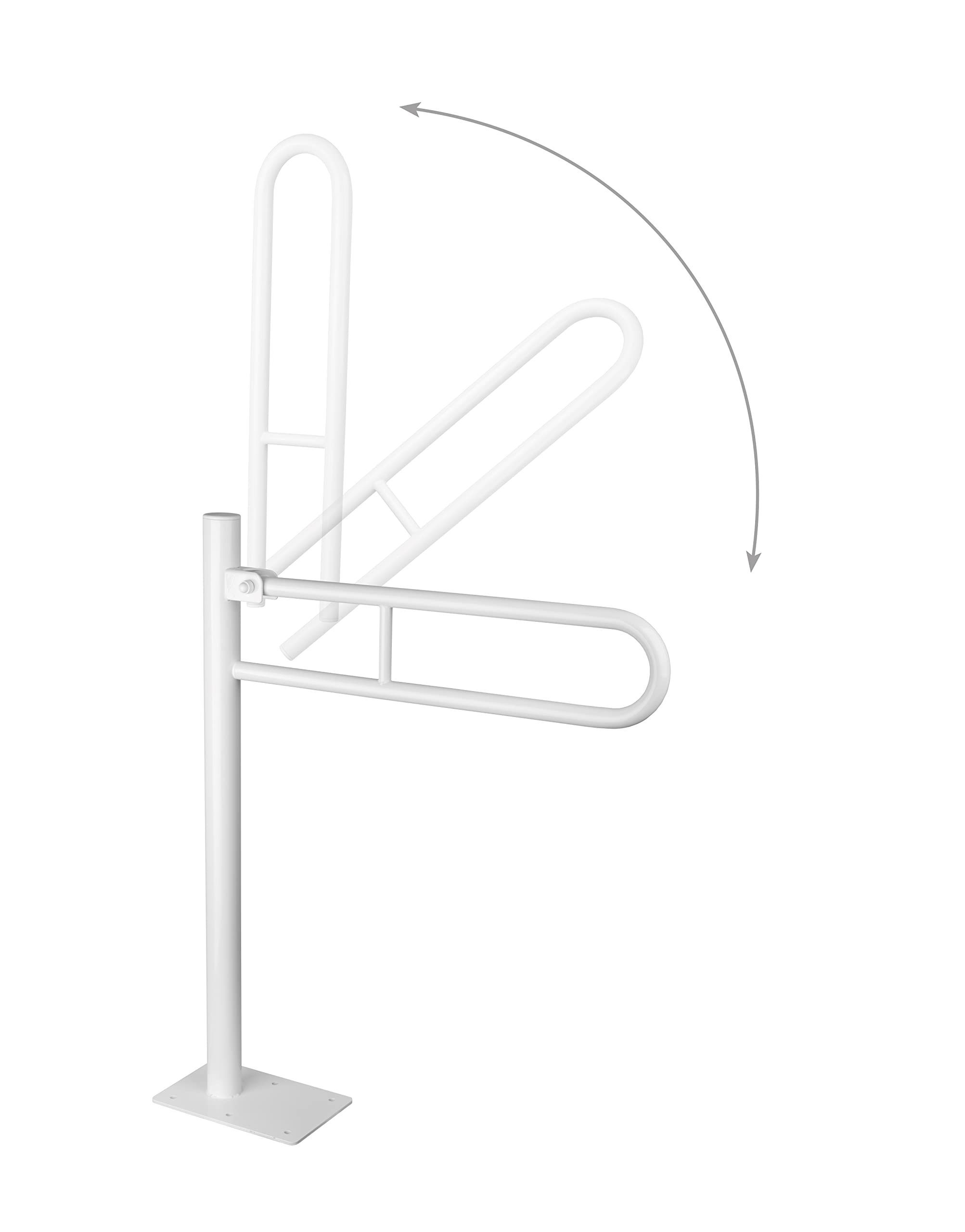 Składany uchwyt do montażu w podłodze 60 / 80 cm uchwyt podporowy uchwyt podporowy biały czarny (60 cm, czarny)