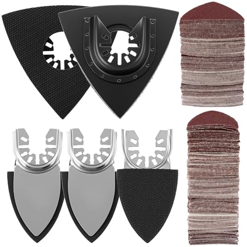 QWORK® 246-teilig Multifunktionswerkzeug Schleifpapier Set, 6 Multitool Schleifplatte (80 mm) & 240 Schleifpapier in 60/80/120/180/240/320er Körnung