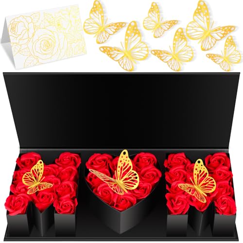 PYQTH 4 Pack Empty Flower Gift Box for Mom, Mothers Day Mom Box for Flowers Thicker Letter Shaped Gift Boxes Fillable Chocolate Candy Packaging Boxes for Mother's Day Birthday (Pink)