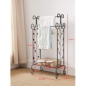 Kingsbrandfurnitureblackmetalwithgoldleaffreetowelrackstandwithshelf Urban Country Home Decor Kings brand furniture black metal with gold leaf free towel rack stand with shelf urban country home decor