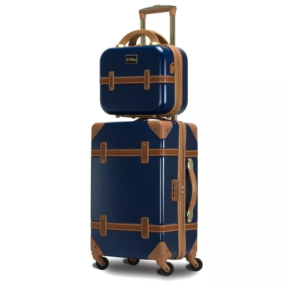 VcJta Spinner Carry-On Luggage Set - Stylish Navy 2-Piece Travel Kit for Efficient Packing & Organizing