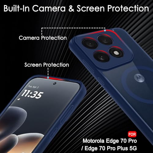 Image of TheGiftKart Hybrid Shockproof Back Cover Case for Motorola Moto Edge 70 Pro /Edge 70 Pro Plus 5G | Hard Back Cover Case (PC & TPU, MagSafe Compatible, Transparent Clear Back, Blue Sides)