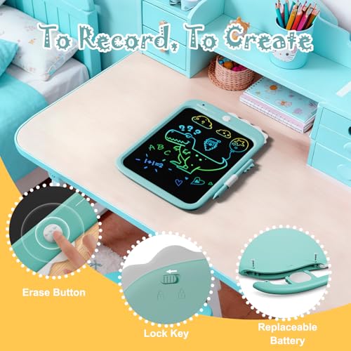Image of Proffisy 10 Inch LCD Writing Tablet, Dinosaur Digital Writing Pad with Stylus, One-Touch Erase & Screen Lock, Reusable Paperless Notepad for Drawing, Handwriting, Notes & Travel (Blue)