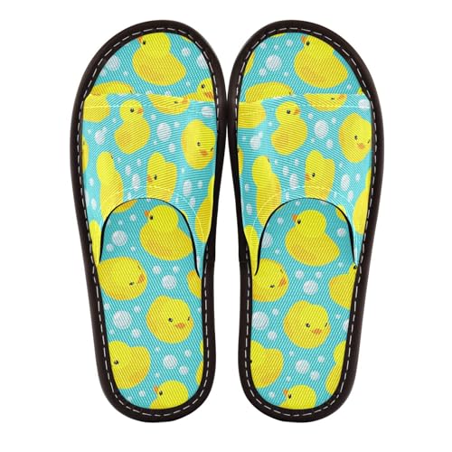 Women Men House Slippers Open Toes Travel Shoes Cute Rubber Duck for Bathroom Pool Hotel Spa Beach