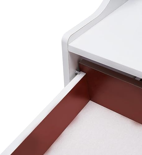 Miniatura 7 de Mesita de noche de 2 cajones con estante de almacenamiento, mesa auxiliar retro, mesita de noche, muebles, soporte de almacenamiento para sala de