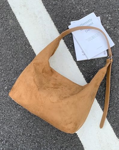 Women's Suede Tote Bag Large Shoulder Purse Fashion Faux Suede Crossbody Bag Handbag Casual Satchel Handbag for Work Travel4
