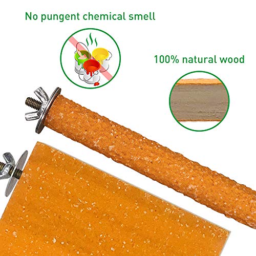 LIMIO Bird Perch Hamster Toys Parrot Stand 4PCS Rough Sand Wood Perch Bird Cage Accessories for Parakeets Supplies Budgie Natural Wood Platform