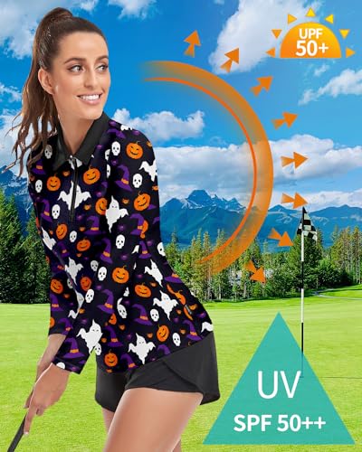 Soneven Women'S Long Sleeve Golf Polo Shirts Moisture Wicking Quick Dry Half-Zip Pullover Athletic Workout Striped Tops thumb #4