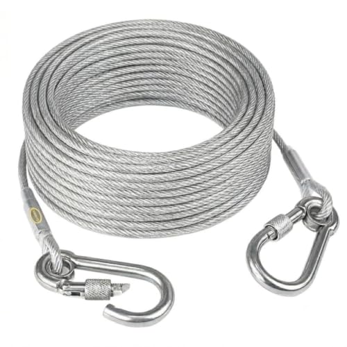 Image of Heavy-Duty Stainless Steel Clothesline with Carabiner Hooks (Wire 8meter)