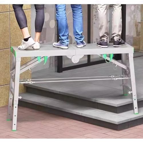 Piattaforma di lavoro pieghevole portatile in acciaio resistente, scala per scale, capacità 350 kg, versatile banco da lavoro per ingegneria domestica (200 x 30 cm)
