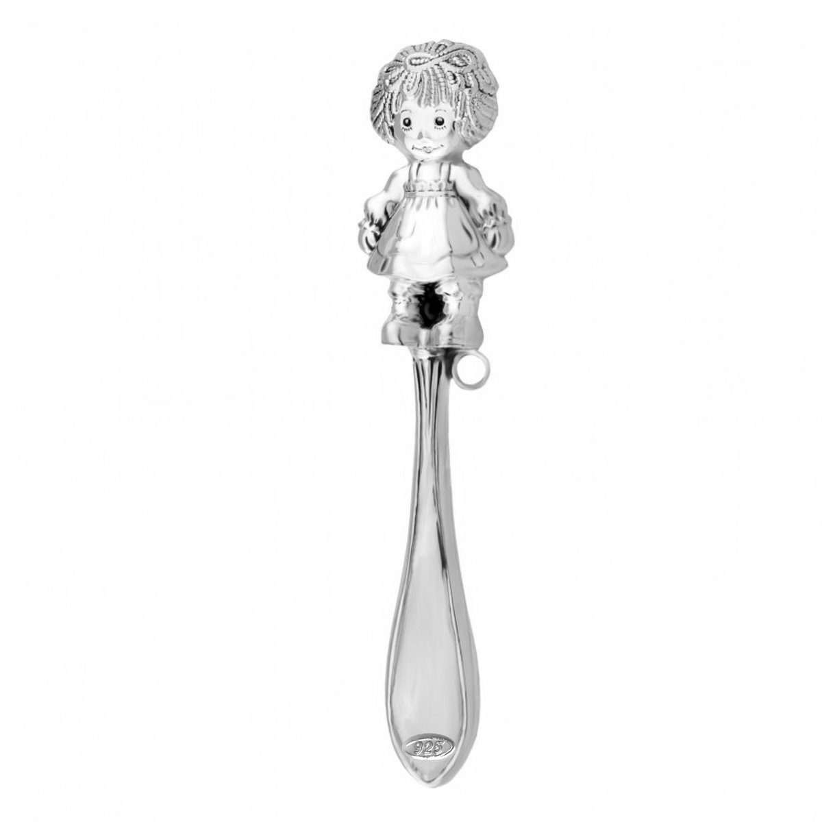 Babyrassel Silber 925 Sterling für Mädchen – Echt-Silber Rassel 14 cm – Hochwertige Verarbeitung inkl. Geschenkbox