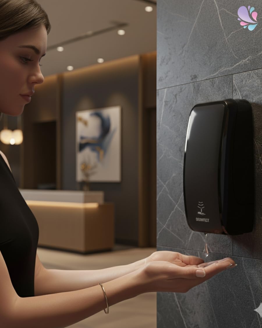 Cosmos Desinfektionsspender Sensor Schwarz | Berührungsloser Desinfektionsspender, 3 Dosierstufen, bis zu 1.000 Anwendungen je Kartusche