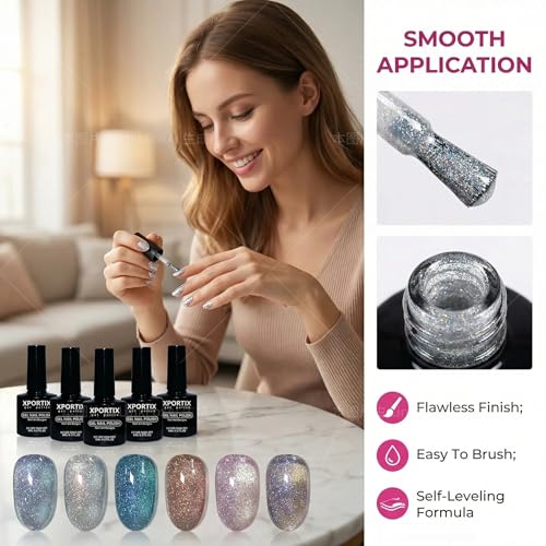 Set de 6 esmaltes de gel brillos colores primavera miniatura 2