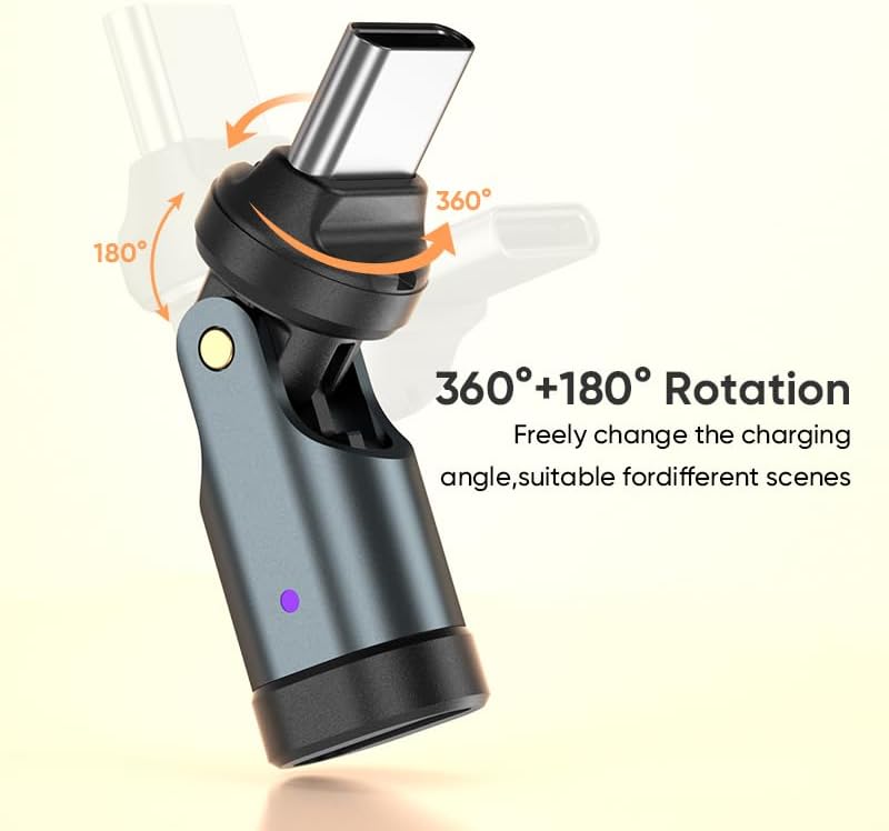 USB C to C Adapter 1 Pack 540° Rotating Phone OTG Port Replacement & Extender PD 240W USB2.0 Type-C Extension Connector with LED Indicator (Black) - Image 4