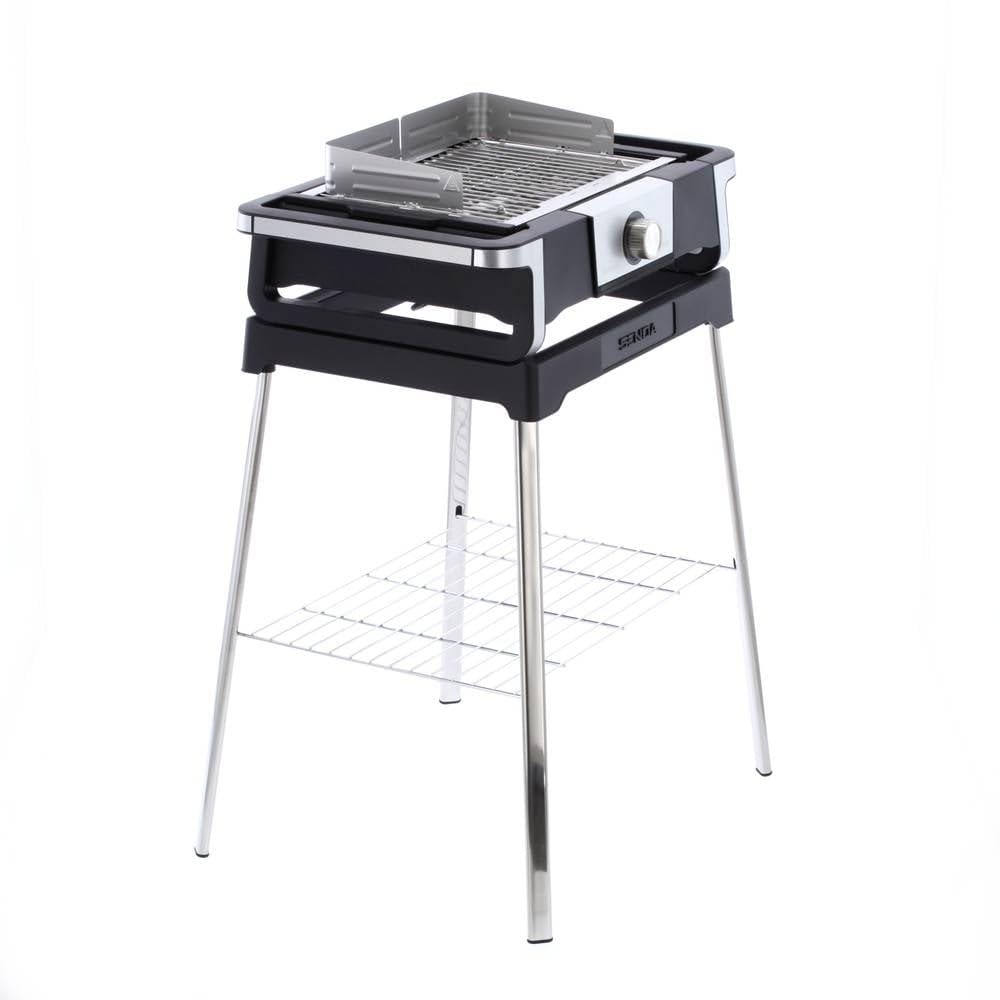 Severin grill elektryczny stojący, balkonowy, tarasowy, temperatura od 0°C do 500°C, dioda LED, duża moc 3000 W, przewód 2 m, stal niedzewna/czarny, SENOA BOOST S PG 8117