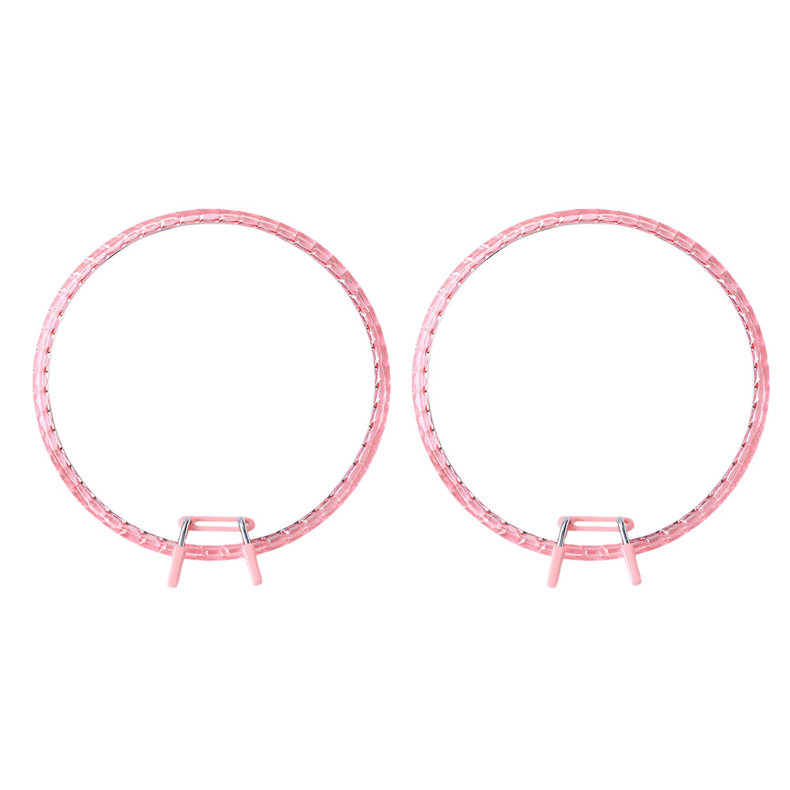 Msioytog B 2Pcs Round Stitching Hoops Ergonomic Adjustable Embroidery Frames With Spring Mechanism For Needlework Crafting Adjustable Embroidery Hoops Ergonomic