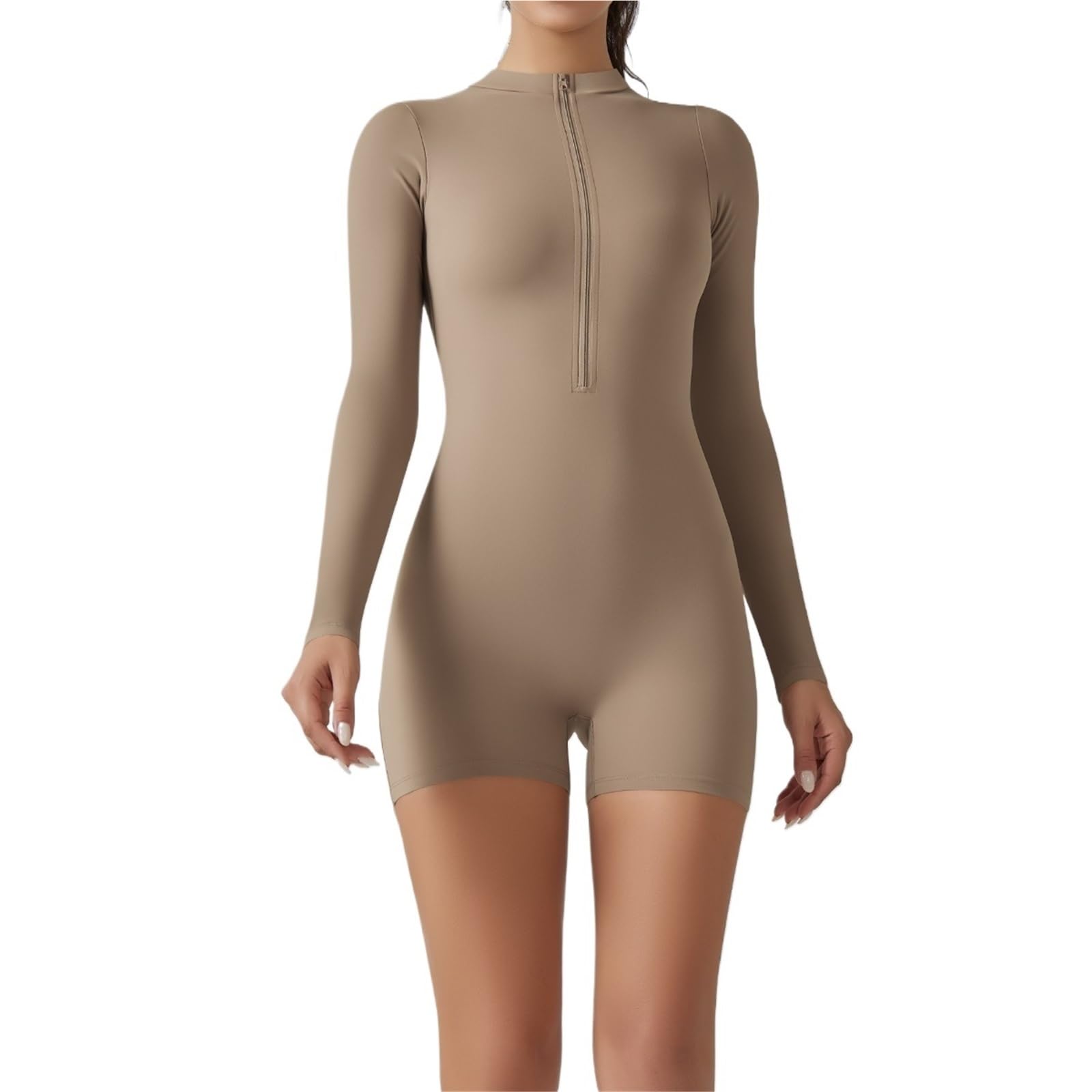 Conjunto de yoga para mujer, traje de una pieza, con cremallera, manga larga, gimnasio, push up, ropa de entrenamiento, fitness, ropa deportiva