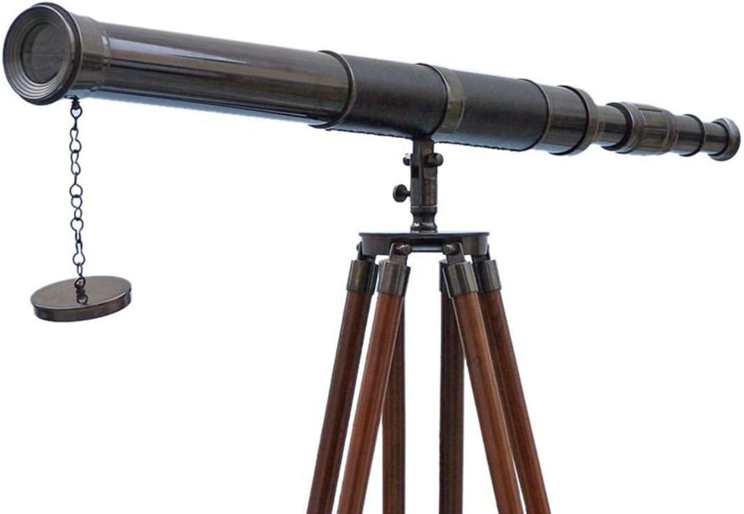 Floor Standing Oil Rubbed Bronze- Leather Admiral Telescope 60"- Nautical Decor