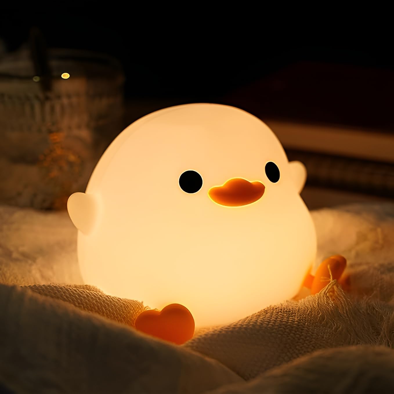 JQTOP DoDo Duck Night Light, Cute Duck Lamp, Silicone Dimmable Crib Night Light, usb Rechargeable Bedside Lamp with 20 Minute Timer and Tap Control Baby Girl Women Living Room Bedroom Ambient Lights