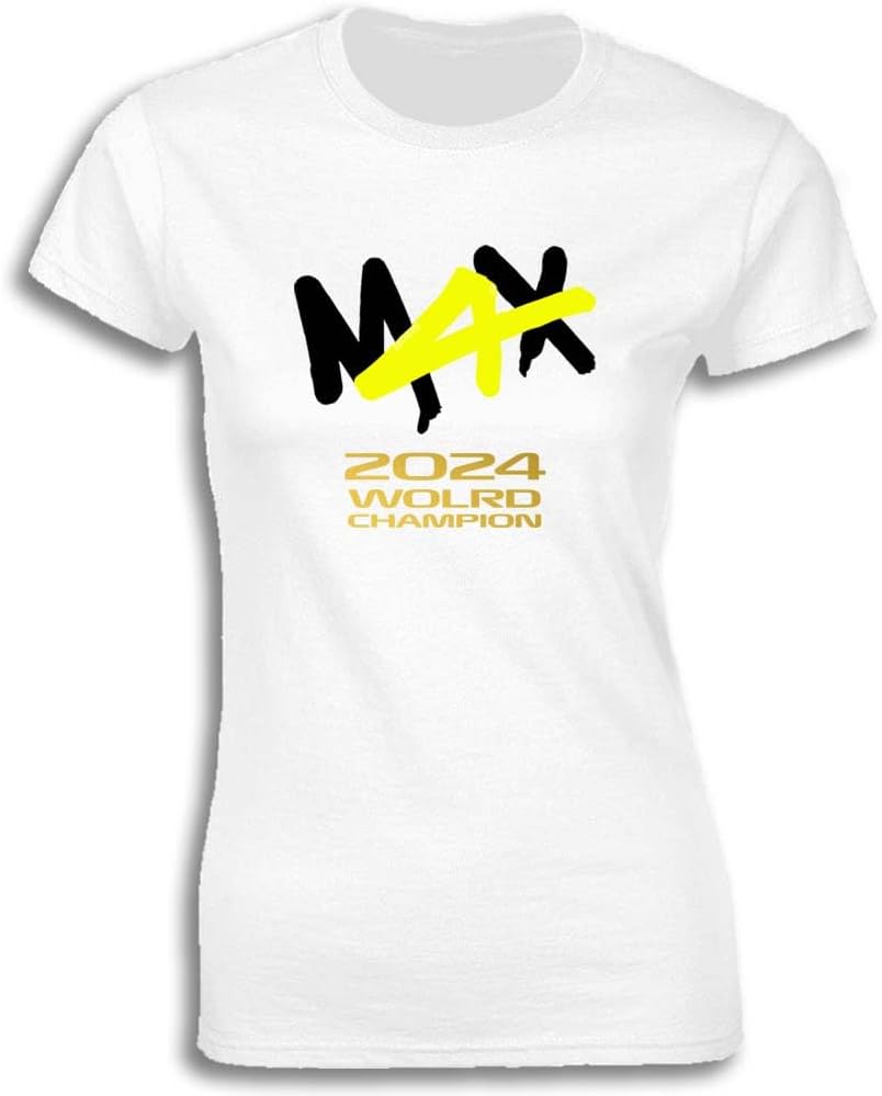 ™ Max Verstappen 2024 Formula One World Car Racing Champion | 4 Times World Champion Conmemorative Retro Cotton T-Shirt For Women
