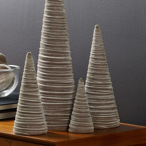 Image of Your Heart's Content Velvet Trees Set of 4 Taupe, Modern Mantel, Luxurious Home Entry, Minimalist, Gift for, Wedding Centerpiece, Valentine Tabletop Tree (Taupe)