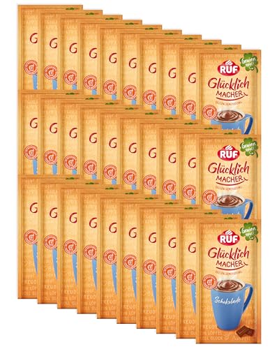 RUF Monats-Vorrat Glücklichmacher Tassenpudding Schokolade, Cremepudding mit reichhaltiger Schokolade, nur Wasser hinzufügen, 30 x 59g Beutel